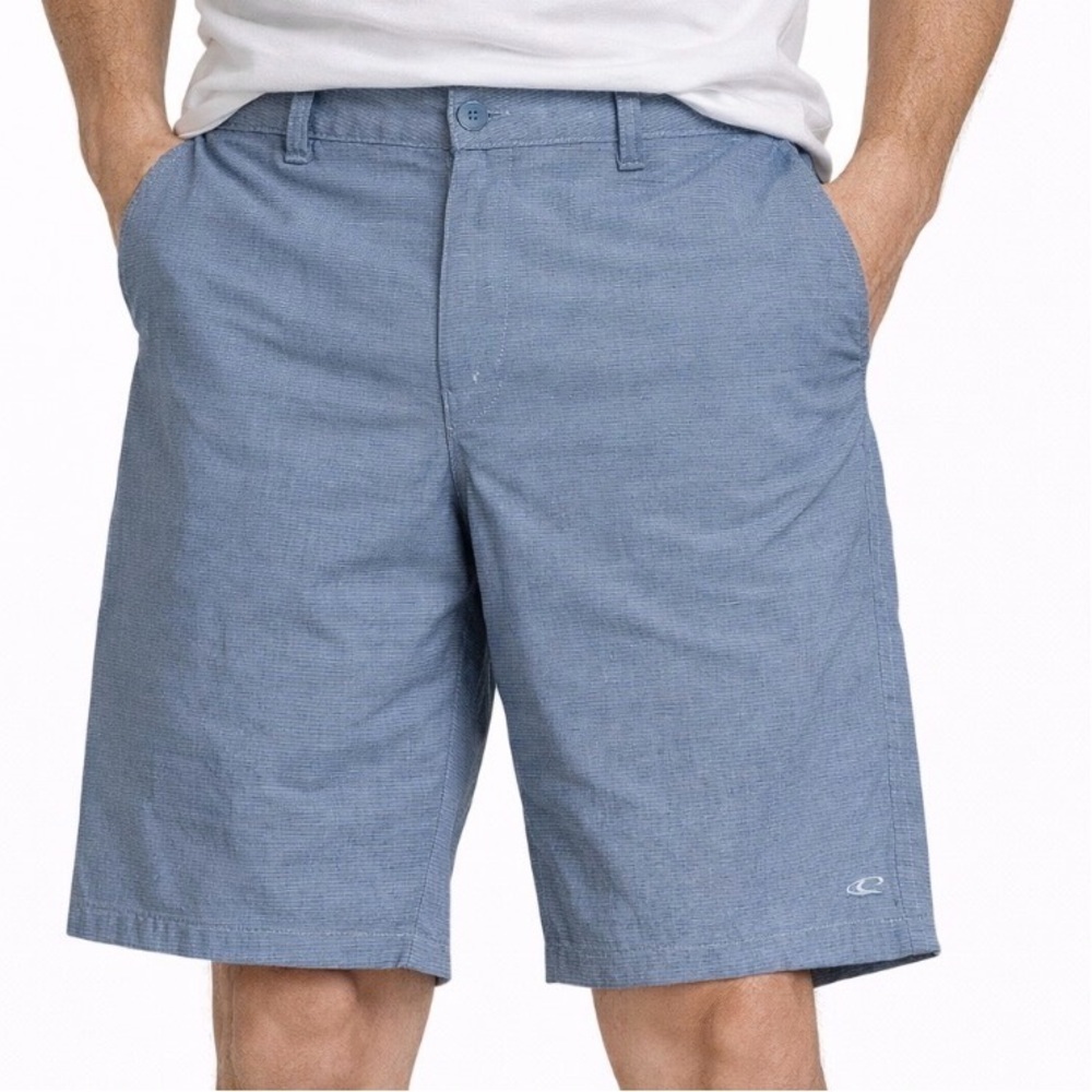 O'neill brand grayish blue lightweight multi pocket above the knee short SZ 38”
